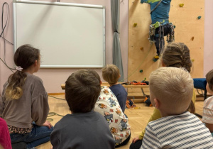 Przedszkolaki podczas zajęć na temat wspinaczki górskiej